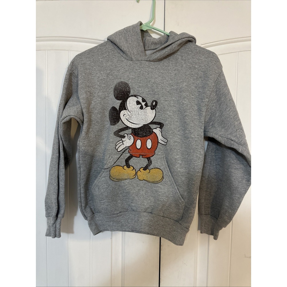 Disney Mickey Mouse Hoodie Sweatshirt Youth XL‎ Gray Pullover Hanes